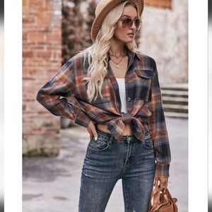 Casual Plaid Button-Down Shirt for Women